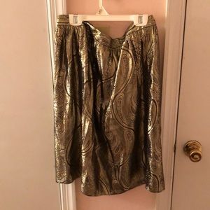 J crew gold paisley skirt size 6